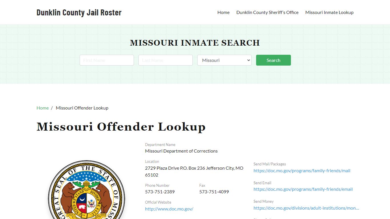 Missouri Inmate Search, Jail Rosters - Dunklin County Jail