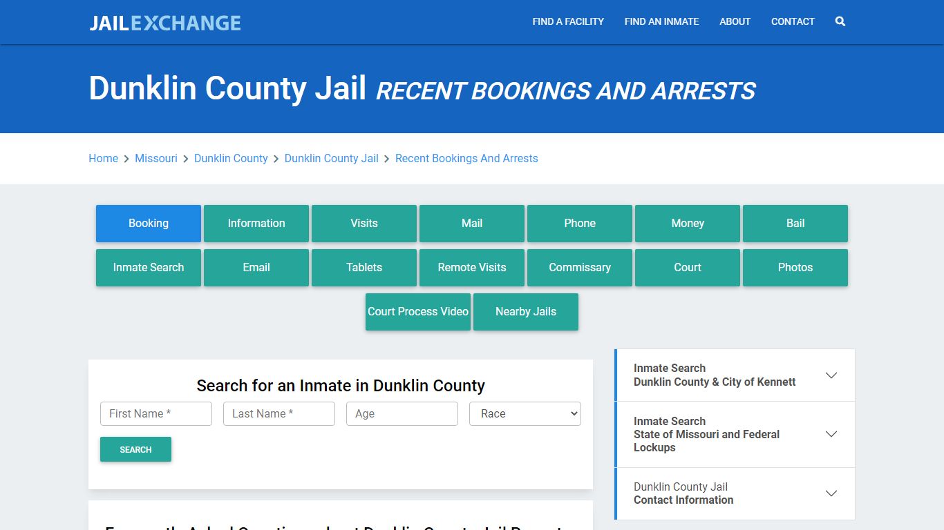 Dunklin County Jail Recent Bookings And Arrests - Jail Exchange