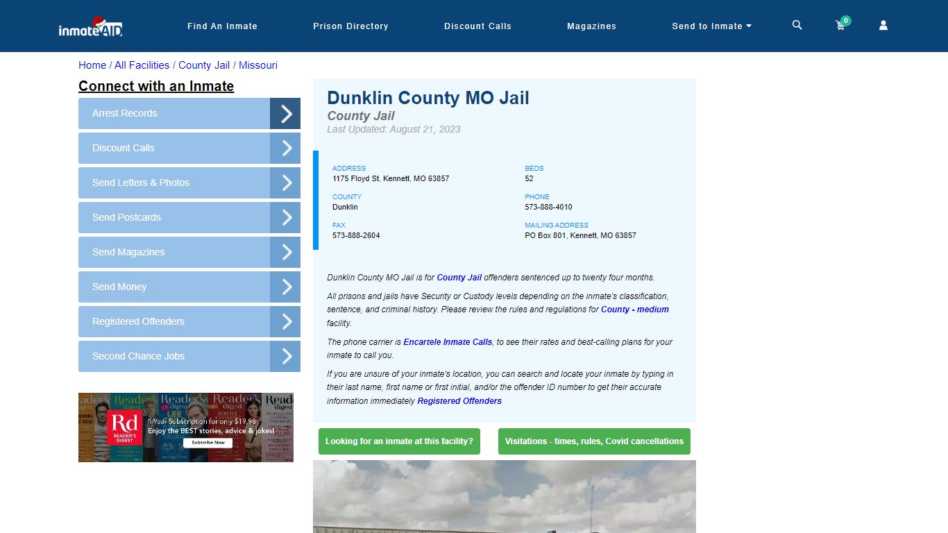 Dunklin County MO Jail - Inmate Locator - Kennett, MO
